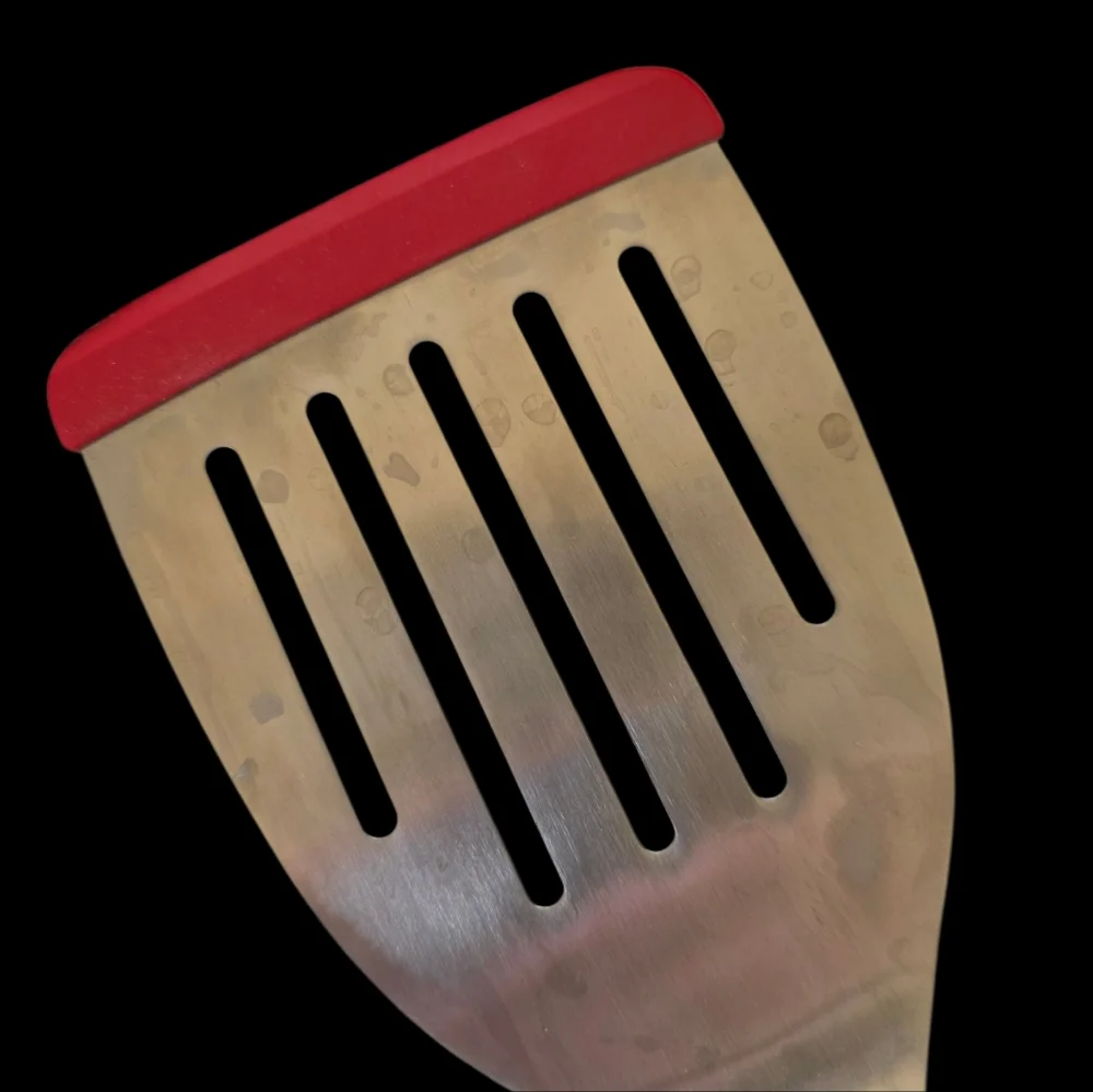 Stainless Steel Spatula with Red Silicone Edge